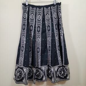 Hirsch black‎ heavily embroidered & sequin fully lined skirt woman's size 12